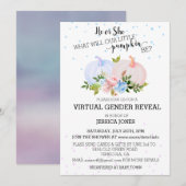 ピンクとブルーのカボチャ 性別発表 仮想 招待状 (正面/裏面)