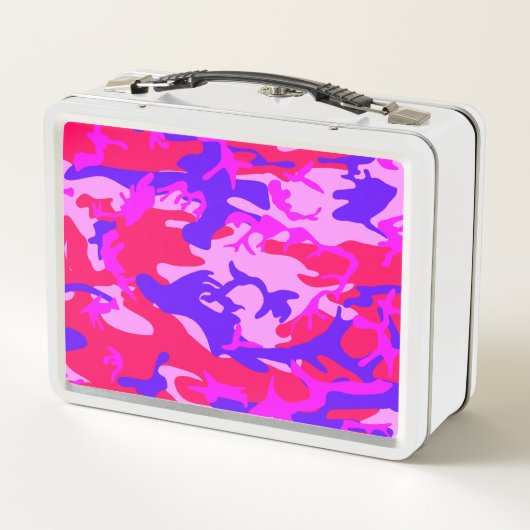 ピンクとブルーのカモフラージュ 名入れ メタル ランチボックス (裏面)
