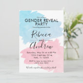 ピンクとブルーのカラースプラッシュ　性別発表ベイビーシャワー 招待状 (スタンド正面)