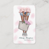 ピンクとブルーのガーリー園芸家QRコード 名刺 (正面)