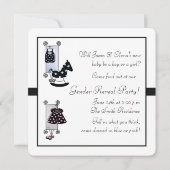 ピンクとブルーのキャリッジの性別の表示パーティー 招待状 (裏面)