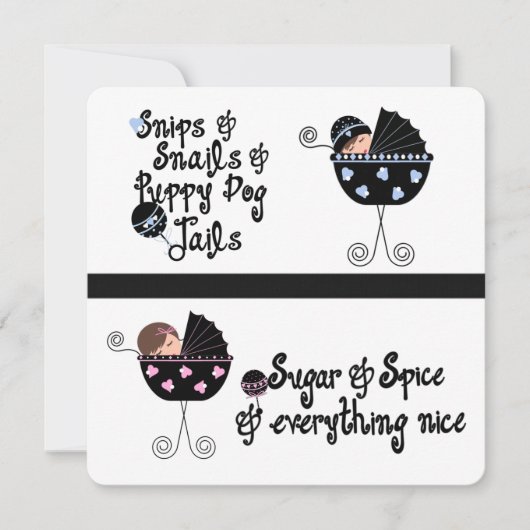 ピンクとブルーのキャリッジの性別の表示パーティー 招待状 (正面)