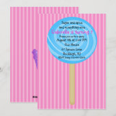 ピンクとブルーのキャンディー 女の子の誕生日招待状 招待状 (正面/裏面)