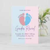 ピンクとブルーのキュートな性別発表招待状 招待状 (スタンド正面)