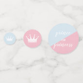 ピンクとブルーのクラウン性別を明らかにするパーティー コンフェッティ (裏面)