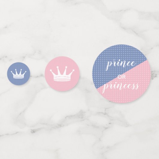 ピンクとブルーのクラウン性別を明らかにするパーティー コンフェッティ (裏面)
