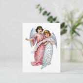 ピンクとブルーのクリスマスエンジェル シーズンポストカード (スタンド正面)