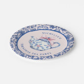 ピンクとブルーのクリスマスティーダマスク付縁どき ペーパープレート (アングル)