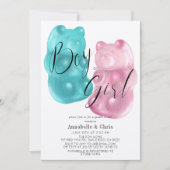 ピンクとブルーのグミベア 性別発表 招待状 (正面)