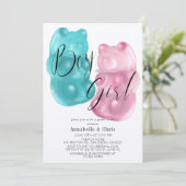 ピンクとブルーのグミベア 性別発表 招待状 (スタンド正面)