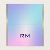 ピンクとブルーのグラデーション金ゴールドアクセント 名刺 (外部フラット)