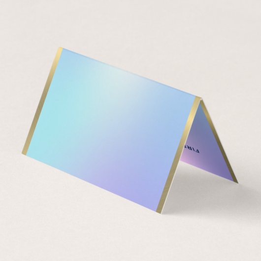 ピンクとブルーのグラデーション金ゴールドアクセント 名刺 (裏面)