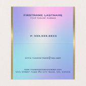 ピンクとブルーのグラデーション金ゴールドアクセント 名刺 (内部フラット)