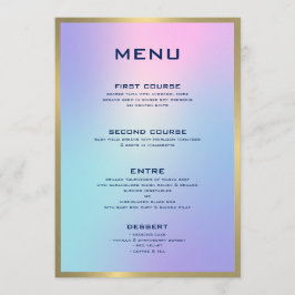 ピンクとブルーのグラデーション金ゴールド・アクセント・メニュー メニュー