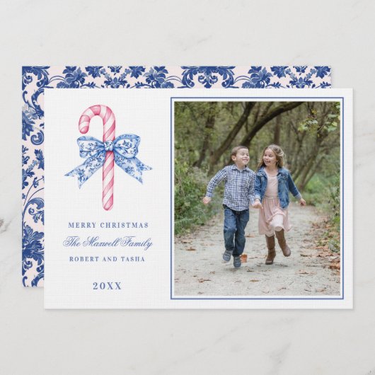 ピンクとブルーのグランドミレニアルのお菓子の写真 招待状 (正面/裏面)