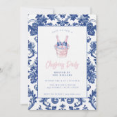 ピンクとブルーのグランドミレニアルのダンバスシャンパーニュ 招待状 (正面)