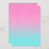 ピンクとブルーのグリッターが輝くDiva ガーリーな背景 招待状 (正面/裏面)