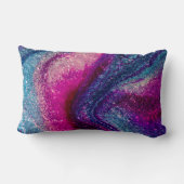 ピンクとブルーのグリッター抽象芸術腰枕 ランバークッション (裏面)