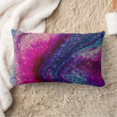 ピンクとブルーのグリッター抽象芸術腰枕 ランバークッション (ブランケット)