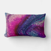 ピンクとブルーのグリッター抽象芸術腰枕 ランバークッション (正面)