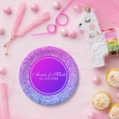 ピンクとブルーのグリッター – 日付を保存 ペーパープレート (パーティー)