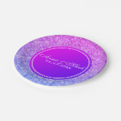 ピンクとブルーのグリッター – 日付を保存 ペーパープレート (アングル)