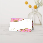 ピンクとブルーのグードと金ゴールド | 結婚s プレイスカード (正面)