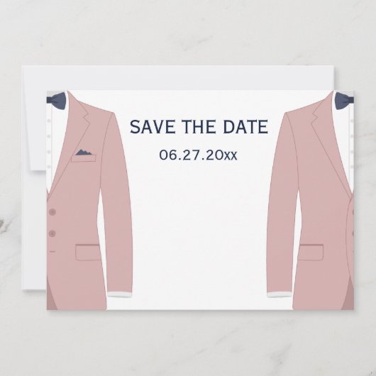 ピンクとブルーのゲイの結婚式 セーブザデート (正面)
