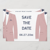 ピンクとブルーのゲイ結婚式の日付カードを保存 セーブザデート (正面/裏面)