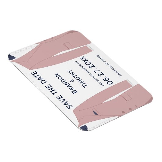 ピンクとブルーのゲイ結婚式の日付磁石を保存 マグネット (右側)