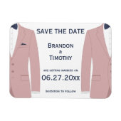 ピンクとブルーのゲイ結婚式の日付磁石を保存 マグネット (横)