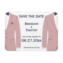 ピンクとブルーのゲイ結婚式の日付磁石を保存