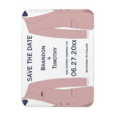 ピンクとブルーのゲイ結婚式の日付磁石を保存 マグネット (縦)