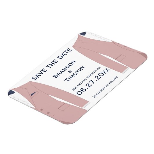 ピンクとブルーのゲイ結婚式の日付磁石を保存 マグネット (左側)