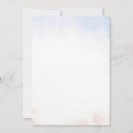 ピンクとブルーのコケット弓ジェンダーの明け方 招待状 (裏面)