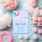 ピンクとブルーのコットンキャンディー シャワー招待状 招待状
