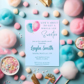 ピンクとブルーのコットンキャンディー シャワー招待状 招待状