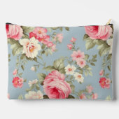 ピンクとブルーのコテージバラの花パーソナライズされた アクセサリーポーチ (裏面)