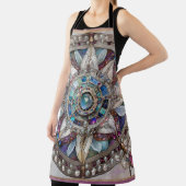 ピンクとブルーのサファイアのダイヤモンド真珠マンダラ エプロン (インサイチュ)