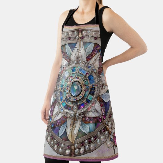 ピンクとブルーのサファイアのダイヤモンド真珠マンダラ エプロン (インサイチュ)