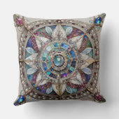 ピンクとブルーのサファイアのダイヤモンド真珠マンダラ クッション (裏面)