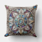 ピンクとブルーのサファイアのダイヤモンド真珠マンダラ クッション (正面)