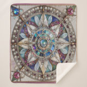 ピンクとブルーのサファイアのダイヤモンド真珠マンダラ シェルパブランケット (正面)
