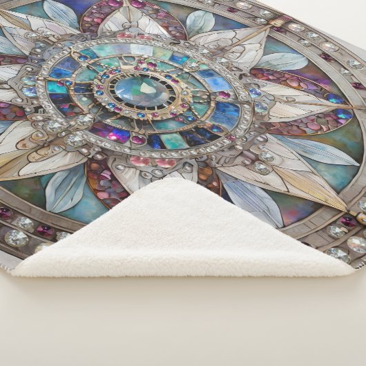 ピンクとブルーのサファイアのダイヤモンド真珠マンダラ シェルパブランケット (3/4)