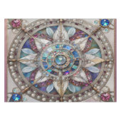 ピンクとブルーのサファイアのダイヤモンド真珠マンダラ テーブルクロス (正面(横))