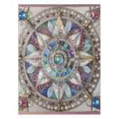 ピンクとブルーのサファイアのダイヤモンド真珠マンダラ テーブルクロス (正面)