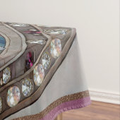 ピンクとブルーのサファイアのダイヤモンド真珠マンダラ テーブルクロス (インサイチュ)