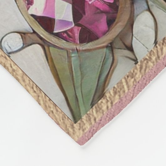 ピンクとブルーのサファイアのダイヤモンド真珠マンダラ フリースブランケット (角)