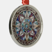 ピンクとブルーのサファイアのダイヤモンド真珠マンダラ メタルオーナメント (右)