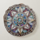 ピンクとブルーのサファイアのダイヤモンド真珠マンダラ ラウンドクッション (裏面)